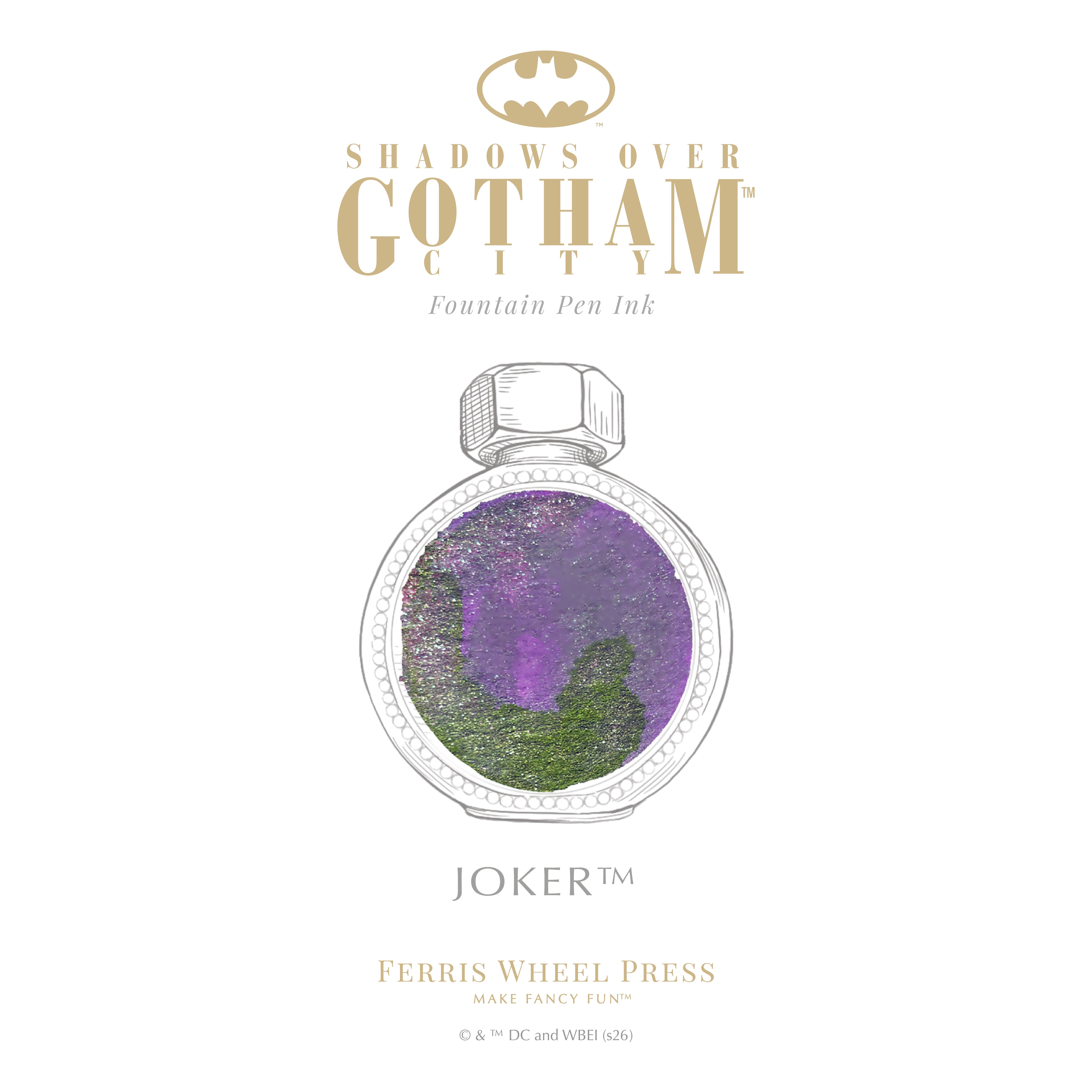 Shadows over Gotham City | Marquise Pen & Ink Set | Joker - Ferris Wheel Press