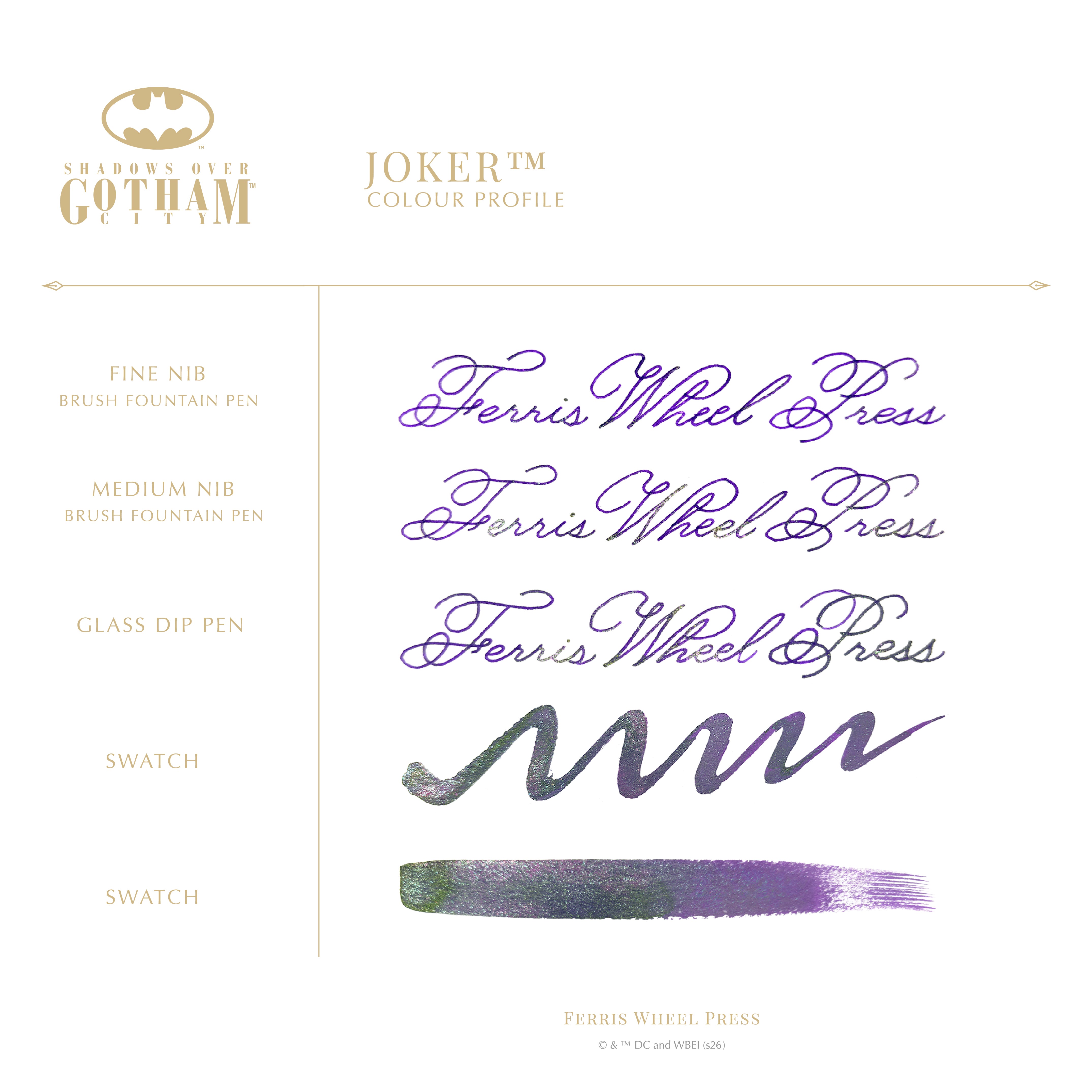 Shadows over Gotham City | Marquise Pen & Ink Set | Joker - Ferris Wheel Press