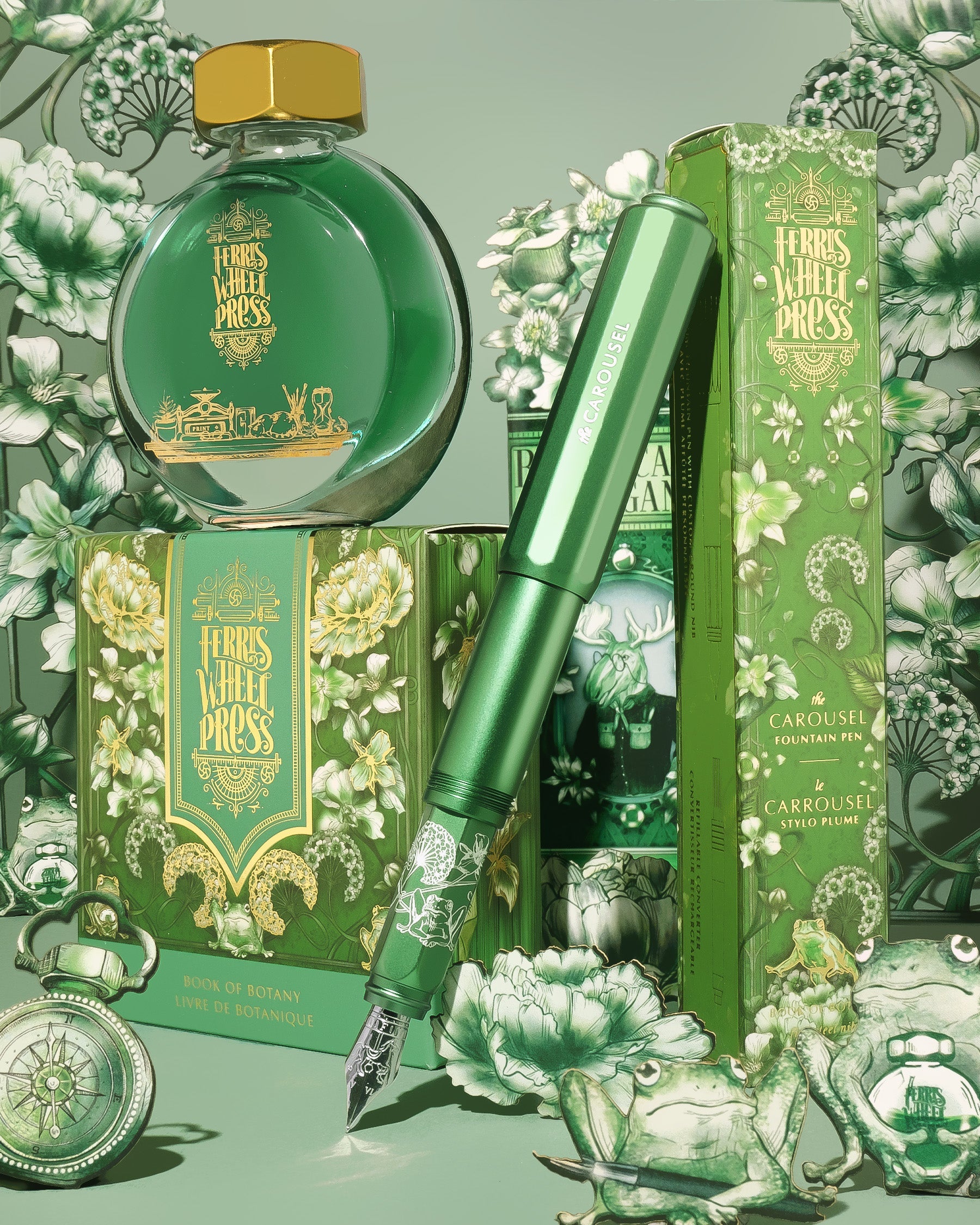 Aluminum Carousel Fountain Pen - Book of Botany