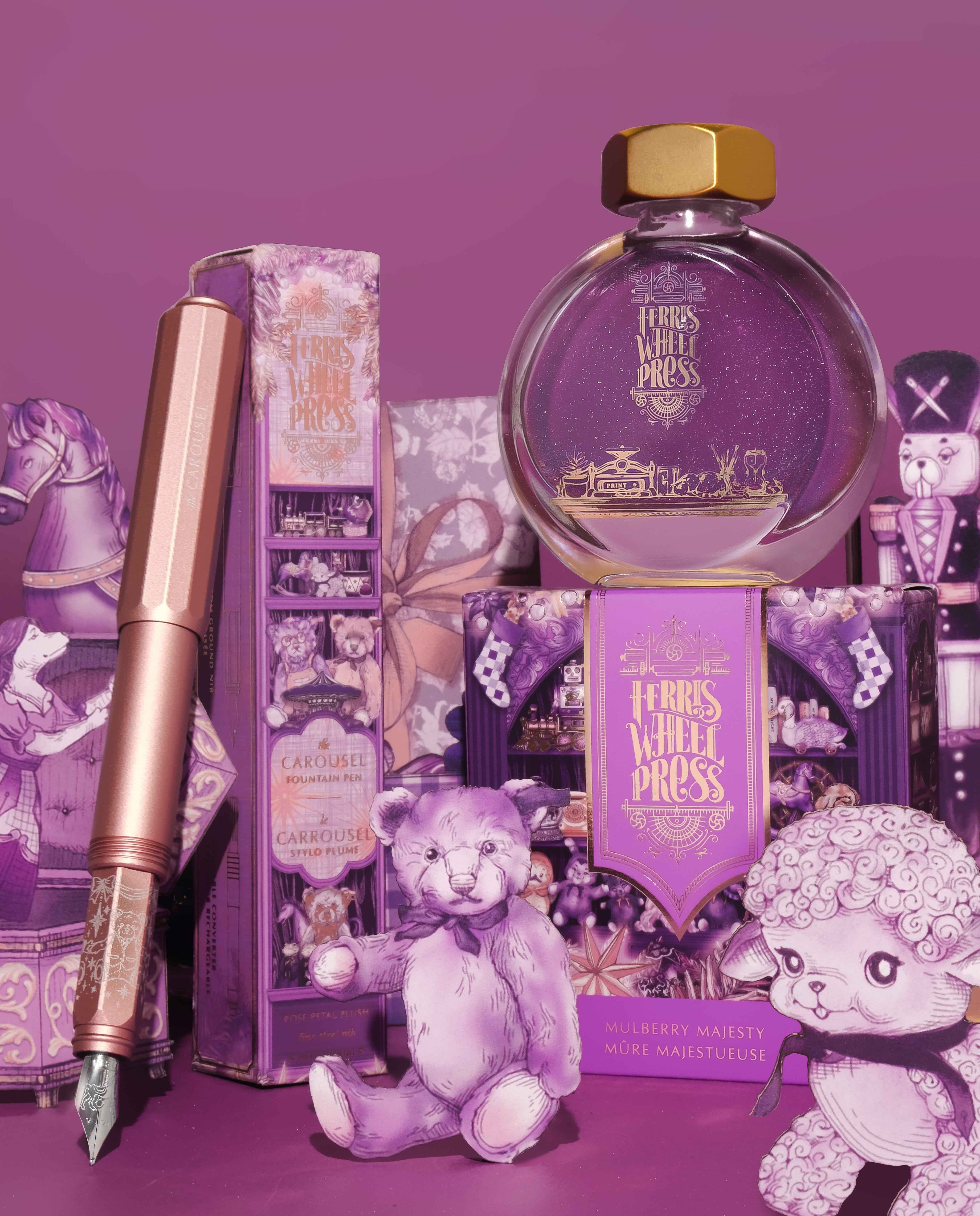 Aluminum Carousel Fountain Pen - Rose Petal Plush Ferris Wheel Press Aluminum Carousel Fountain Pen - Rose Petal Plush Ferris Wheel Press