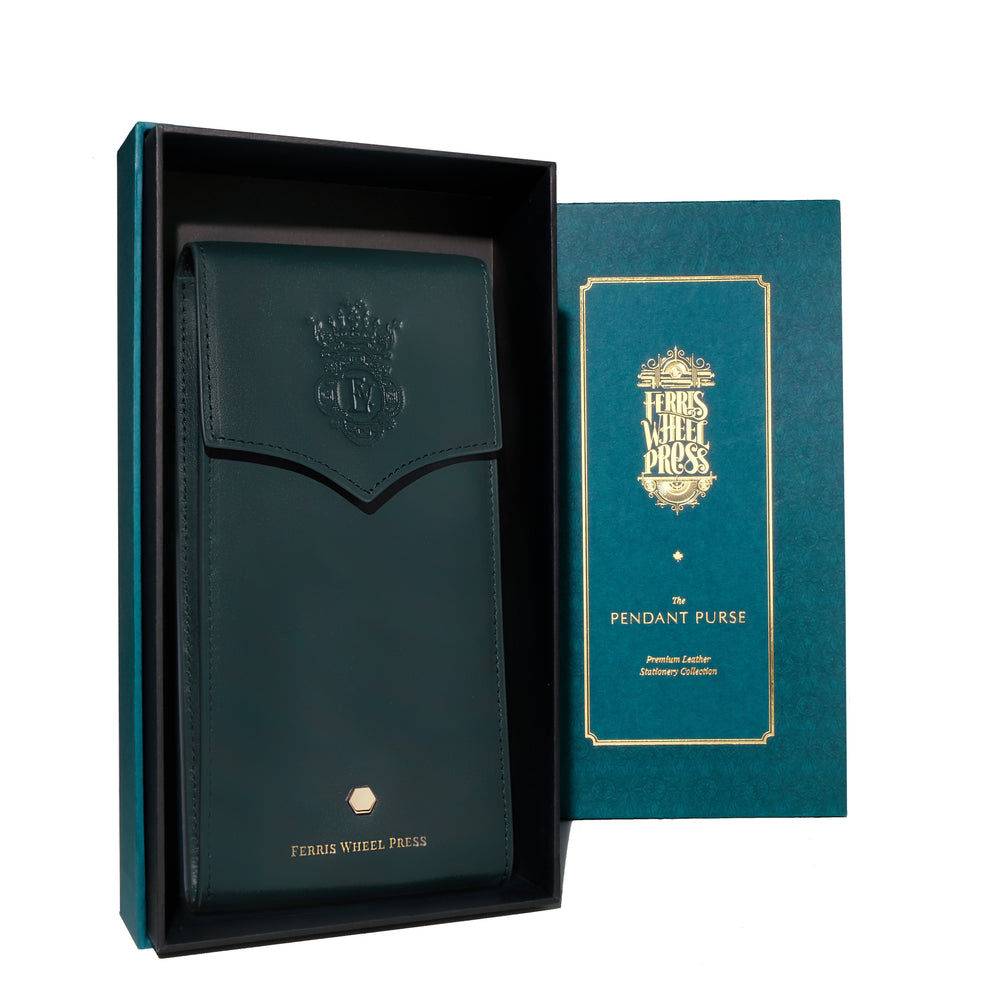 Leather Stationery Collection - The Pendant Purse / Deep Teal