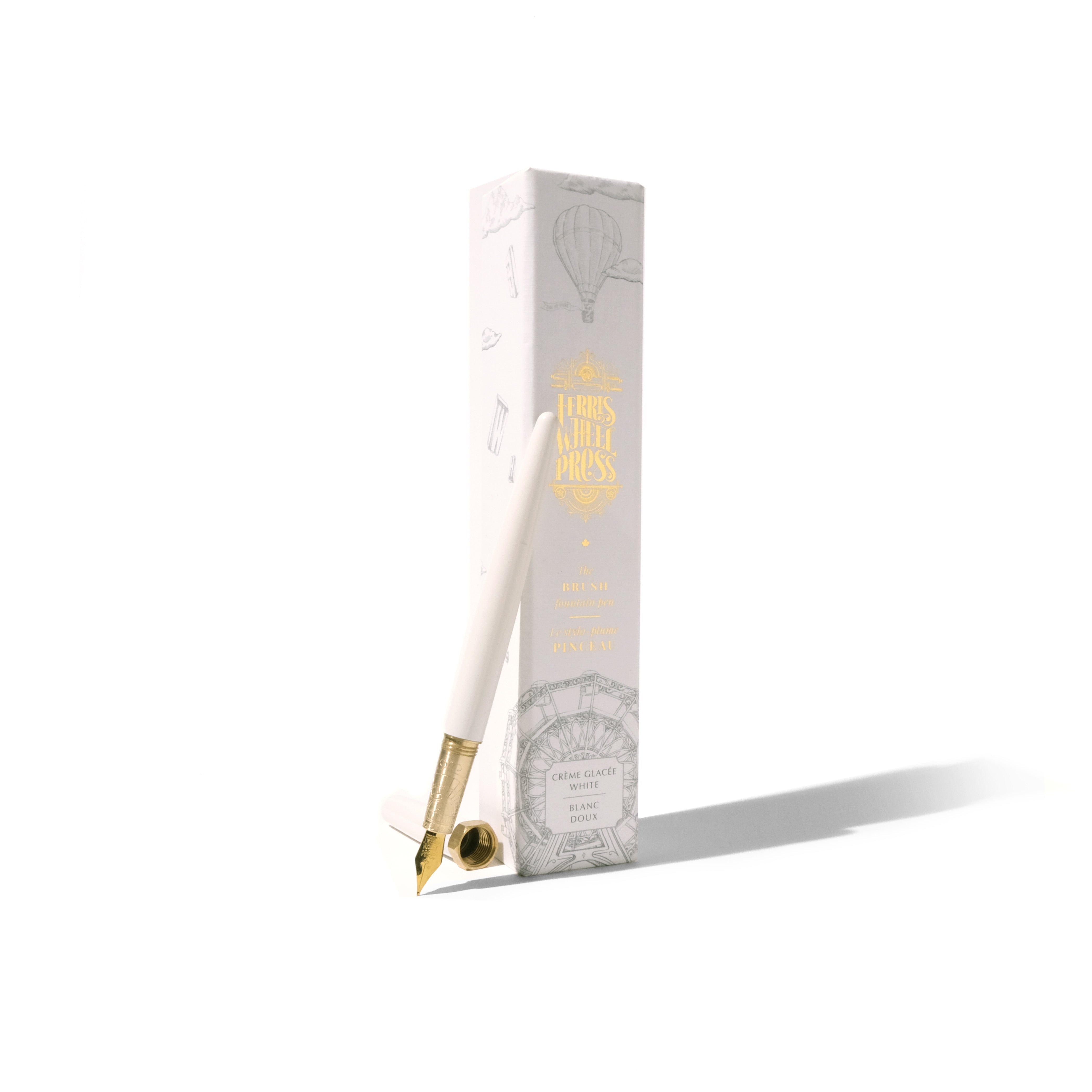 The Brush Fountain Pen | Gold Plated Nib - Crème Glacée White - Ferris Wheel Press