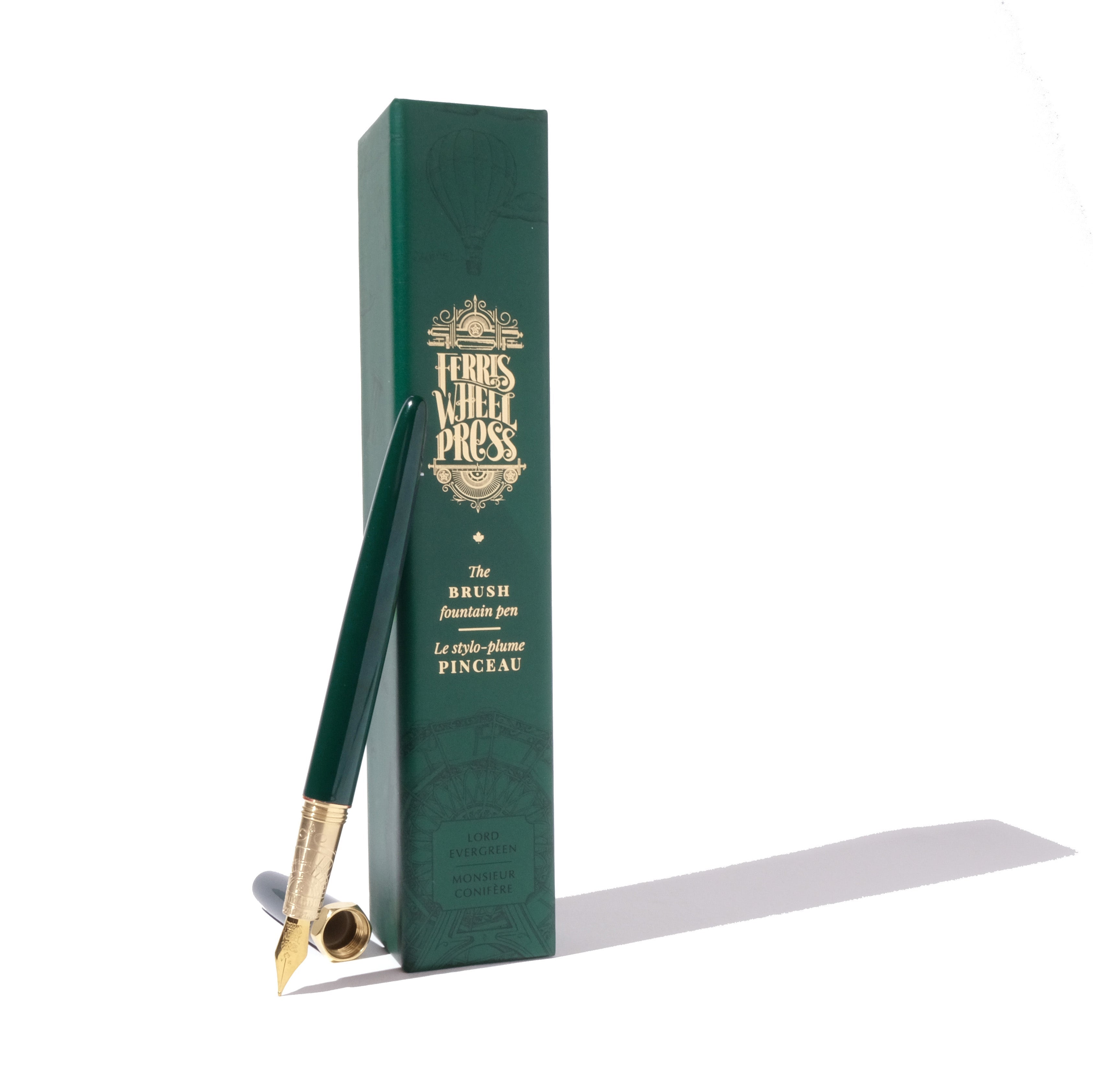 The Brush Fountain Pen | Gold Plated Nib - Lord Evergreen - Ferris Wheel Press